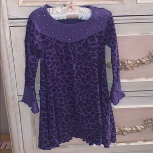 Girls purple studded long sleeve dress Mignone 4T